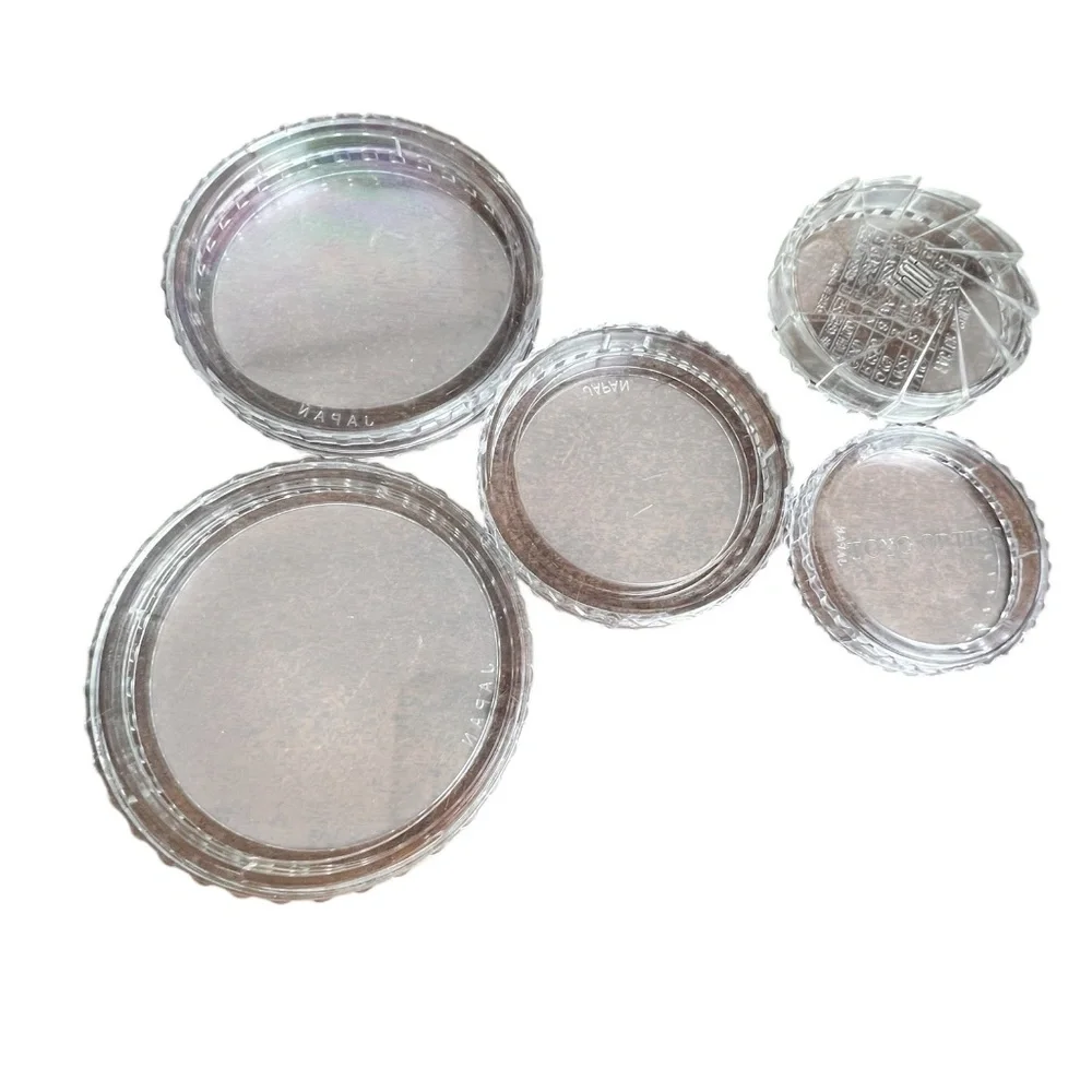 Lot of 5 Vintage Clear Plastic Lens Filter Cases Toyo Optics Hoya & Unbranded